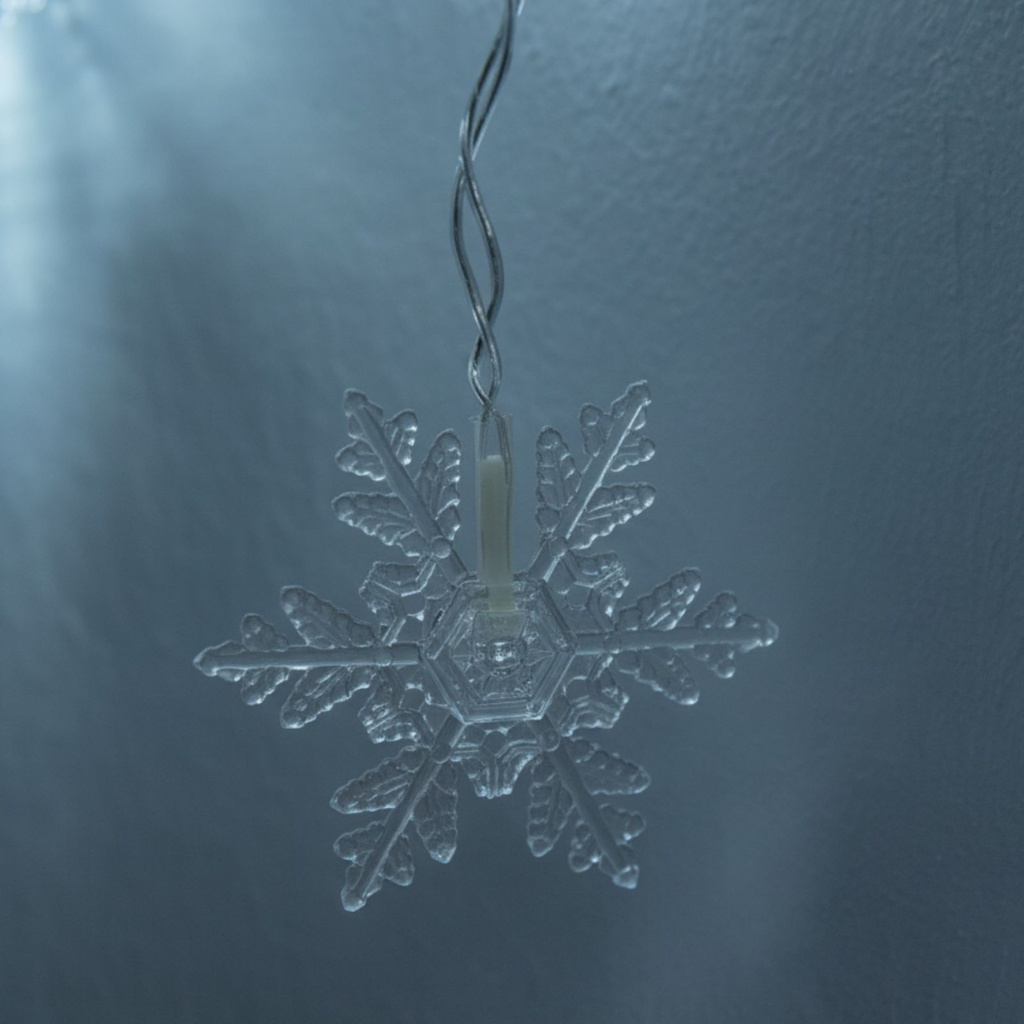 LED Schneeflocken Lichtervorhang 71 LEDs kaltweiß Batteriebetrieb – Galeriebild 5, Artikelnummer 18215