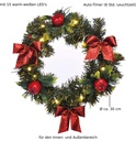LED Türkranz Ø30 cm mit roten Schleifen Äpfeln 15 warmweißen LEDs – Galeriebild 4, Artikelnummer 2501