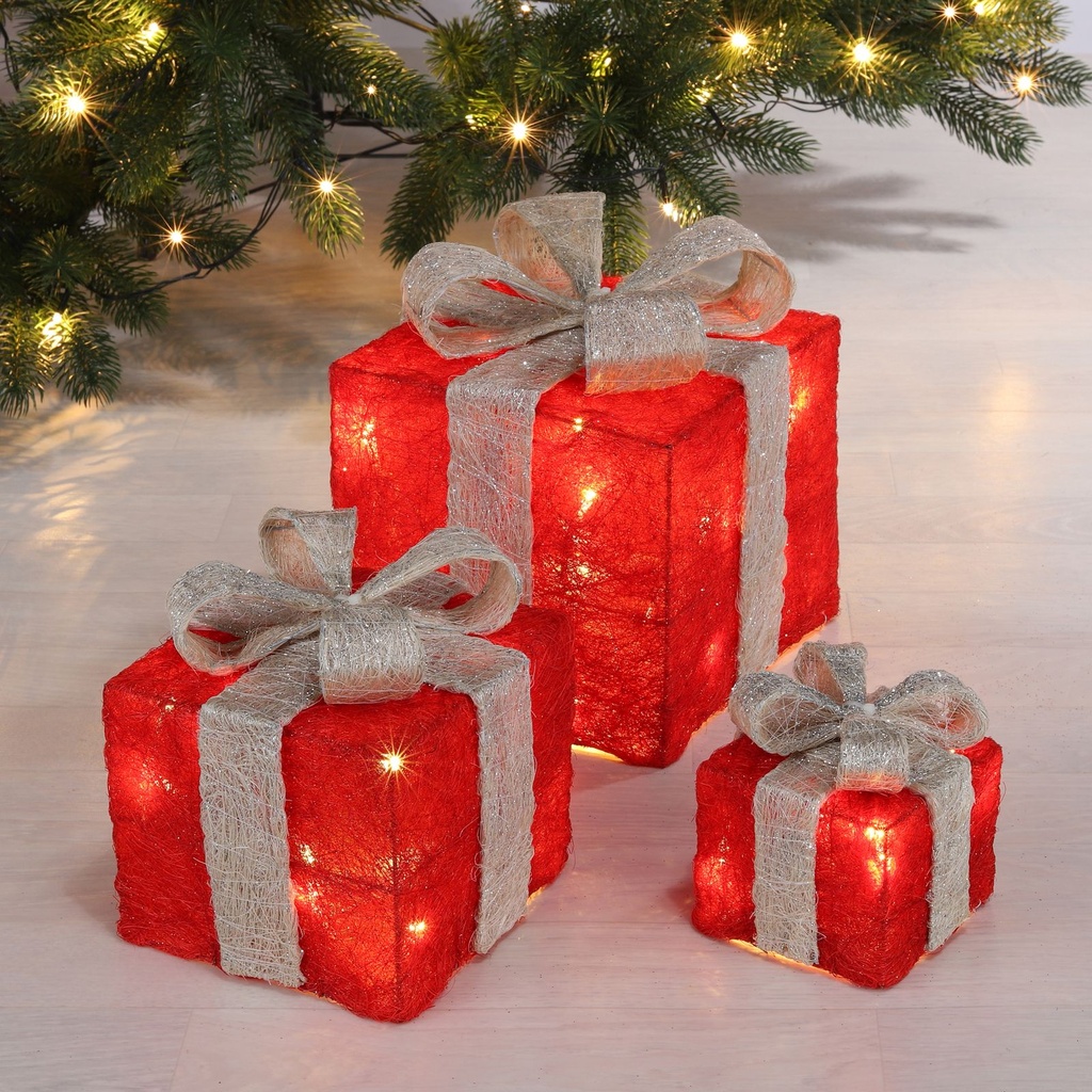 3er Set LED beleuchtete Geschenkbox Batterie 6H Timer – Galeriebild 1, Artikelnummer 12999