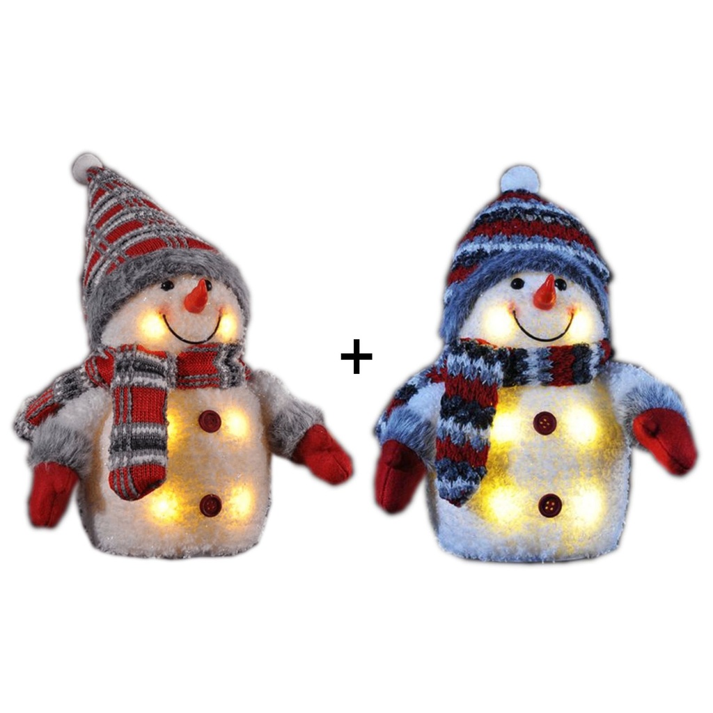 2er Set Schneemann Dekofigur LED Weihnachtsfiguren – Galeriebild 1, Artikelnummer 13041