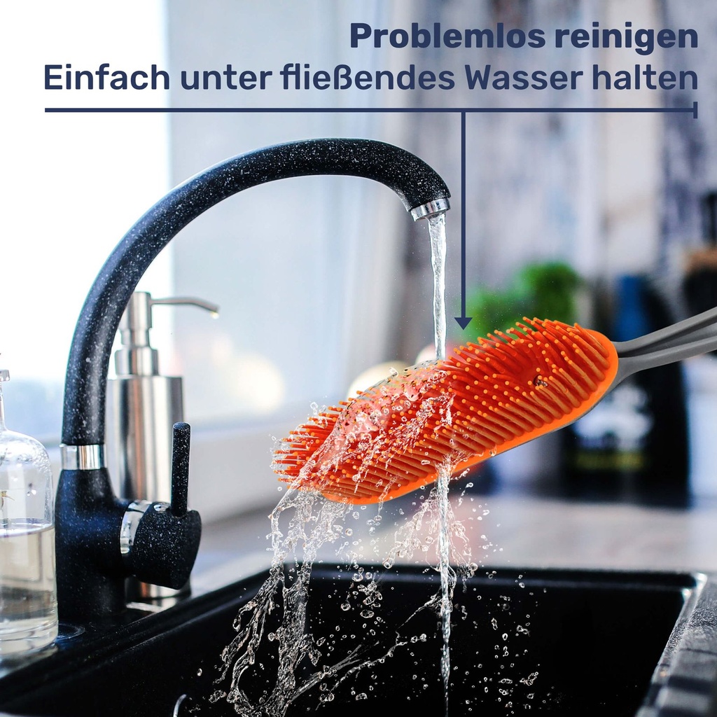 3er Kehrset mit Gummi Handfeger Handbesen Grau/Orange – Galeriebild 5, Artikelnummer 15619