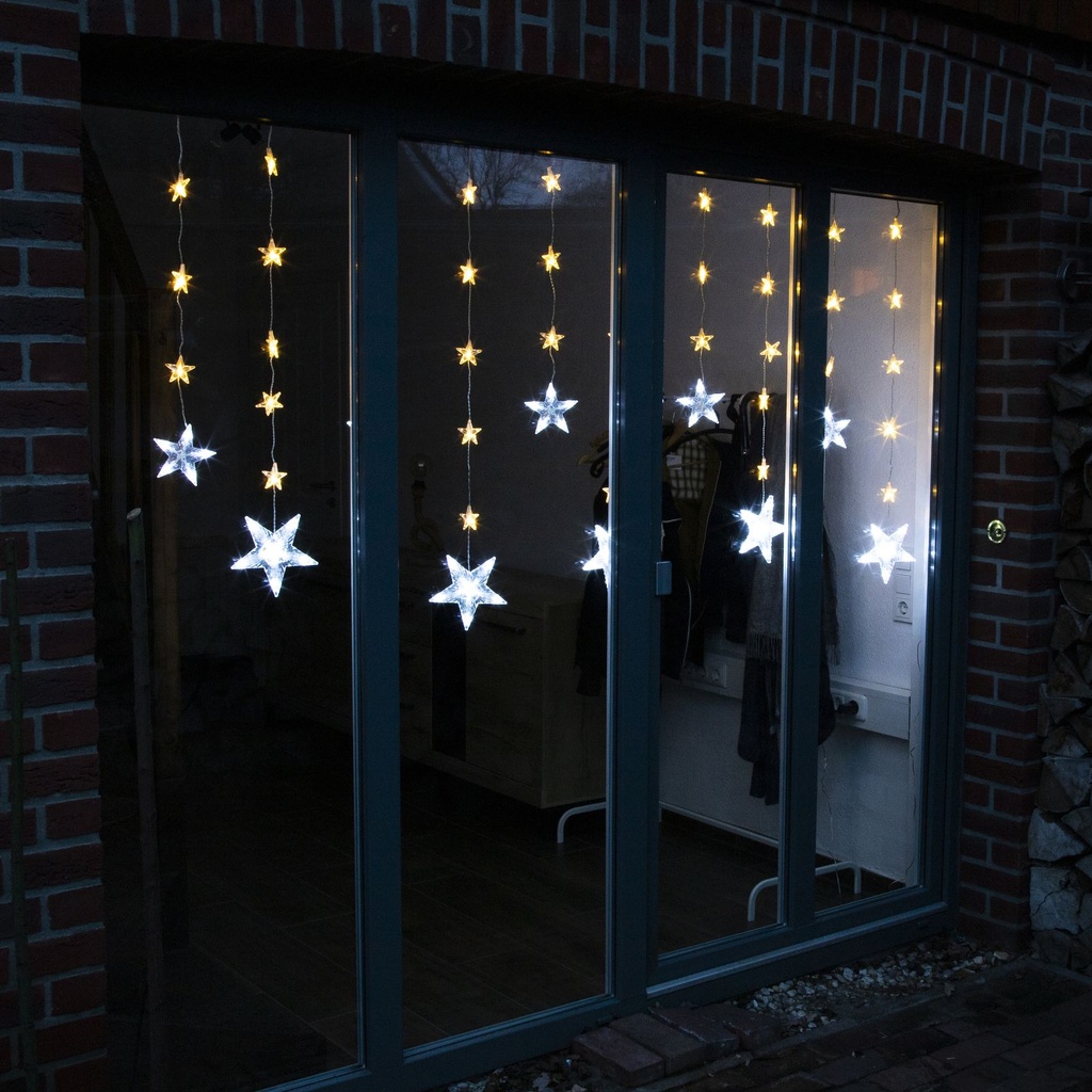 138 LED Sternen Lichtervorhang Weihnachtsdeko – Galeriebild 1, Artikelnummer 15959