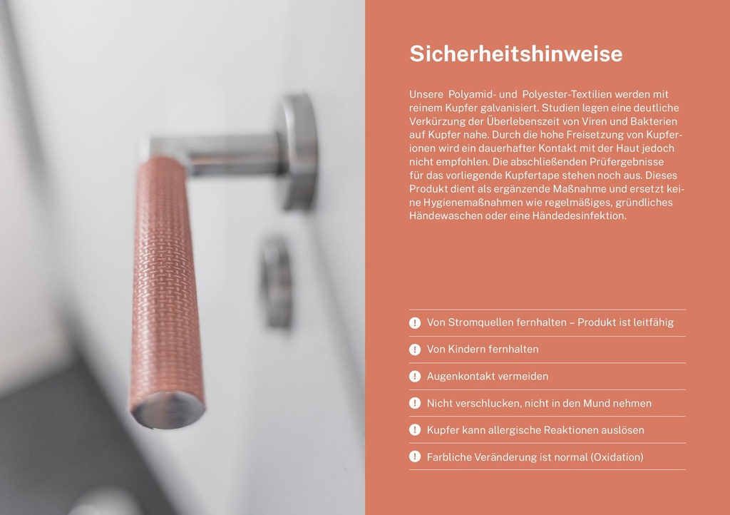Kupfer-Tape Türgriffe, antiviral – Galeriebild 5