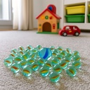 Murmelspiel Set 81-teilig – 80 kleine & 1 große Glasmurmel im Netz – Galeriebild 5, Artikelnummer 18300