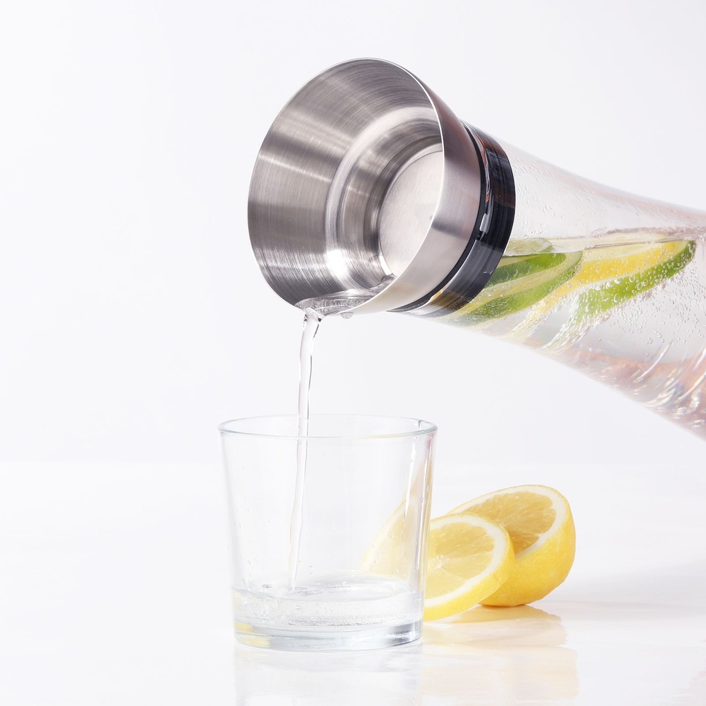Wasserkaraffe Glaskaraffe Wasserkrug Krug Glas mit Sieb 1 Liter – Galeriebild 2, Artikelnummer 9988