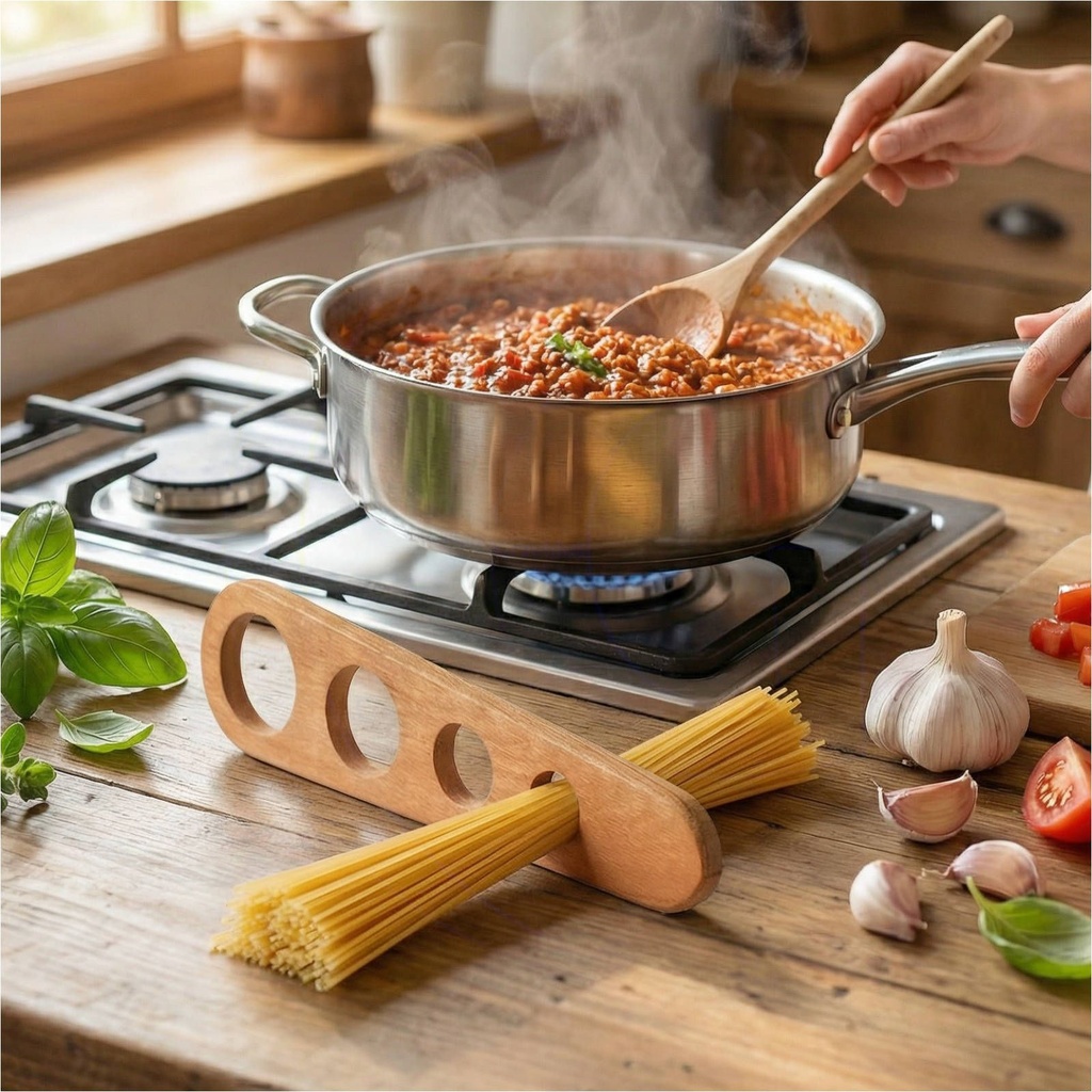 Spaghettimaß aus Kirschholz Spaghetti Portionierer mit 4 Löchern – Galeriebild 8, Artikelnummer 1800