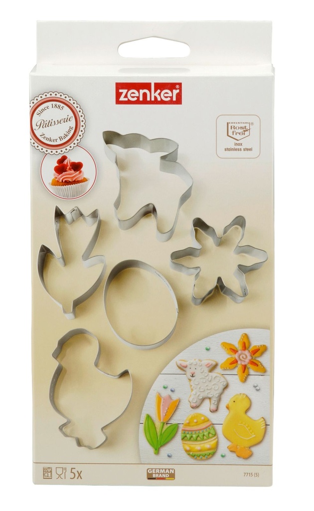 Zenker 5-tlg. Ausstecher Set Ostern Lamm Blume Küken Ei Ausstechform – Galeriebild 6, Artikelnummer 15540