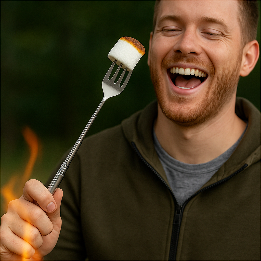 Ausziehbare Gabel teleskopierbar Silber Metall 22-64 cm Camping Grill – Galeriebild 3, Artikelnummer 18309