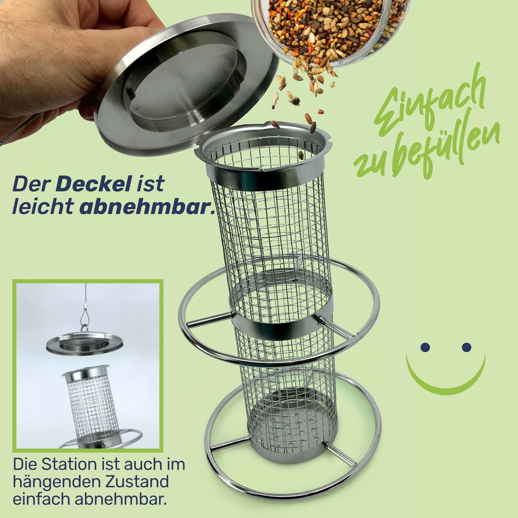 Edelstahl Vogelfutterstation Futterspender 2er Set – Galeriebild 5, Artikelnummer 15519