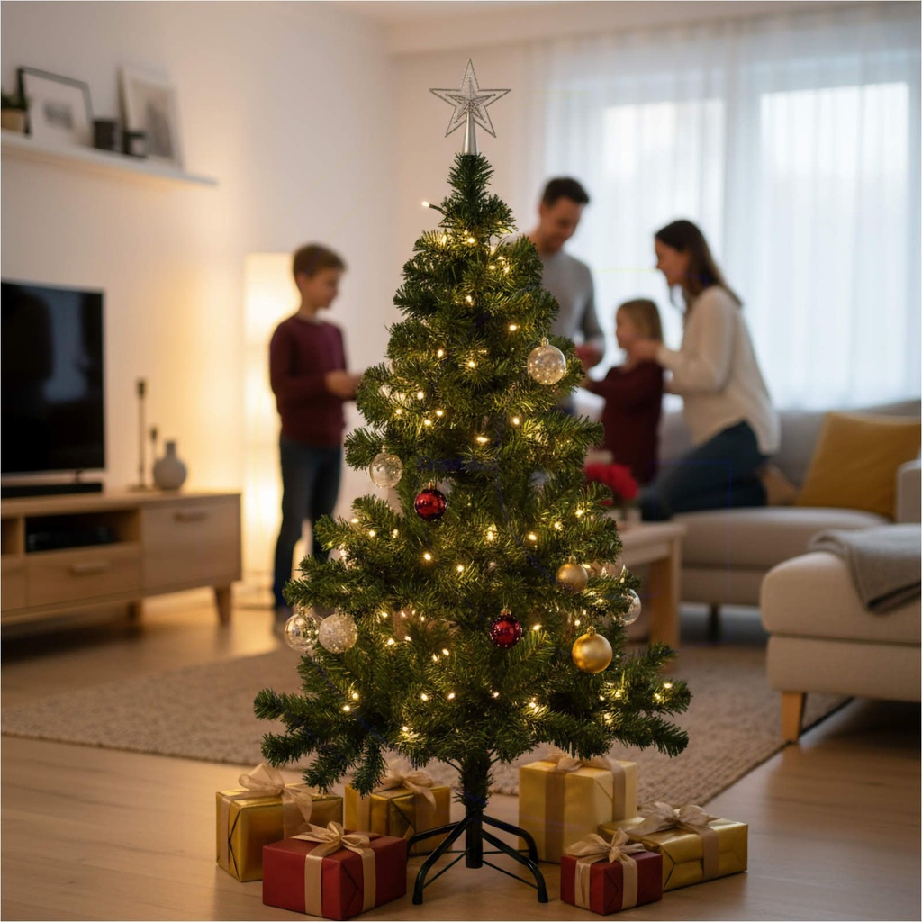 Künstlicher Weihnachtsbaum 120 cm mit Ständer, grüner Tannenbaum – Galeriebild 4, Artikelnummer 3110