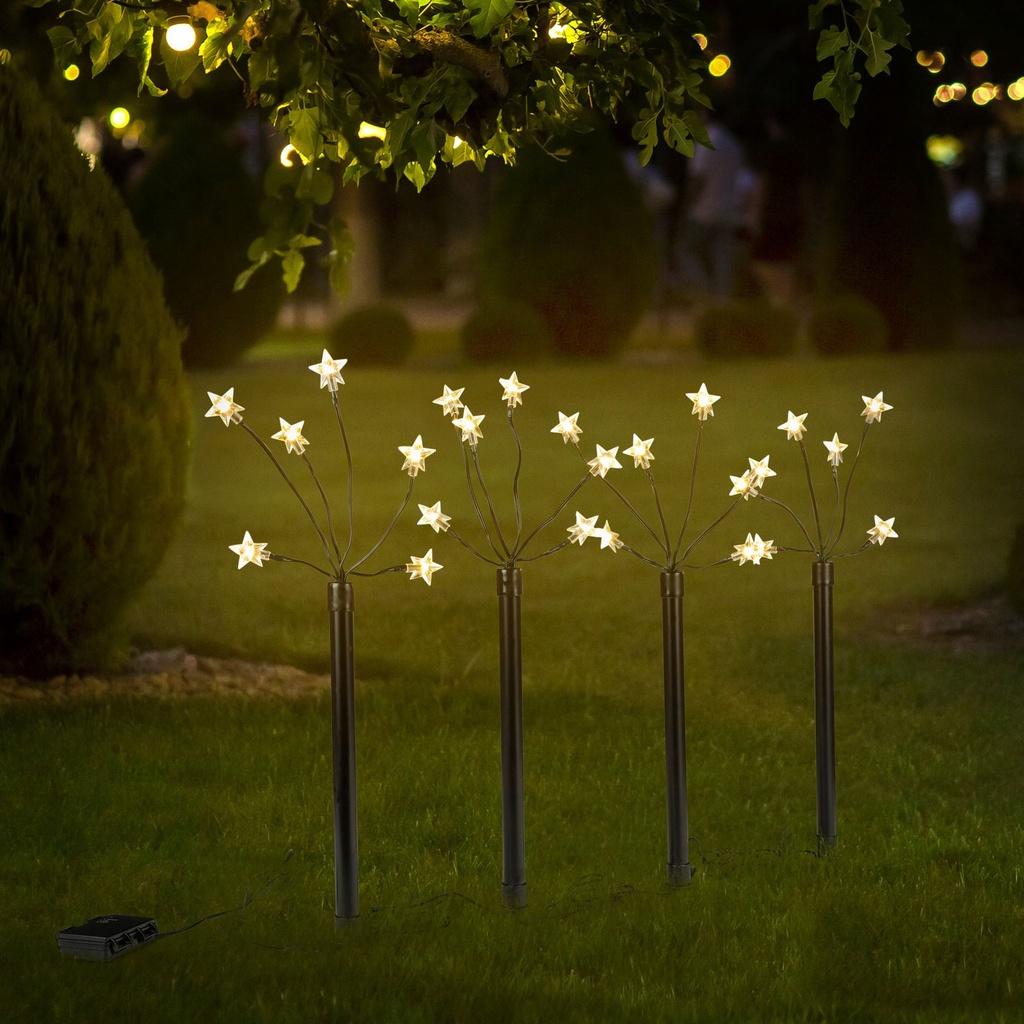 4er Set LED Sternleuchtstäbe mit 6 LED-Lichtern Weihnachtsdekoration