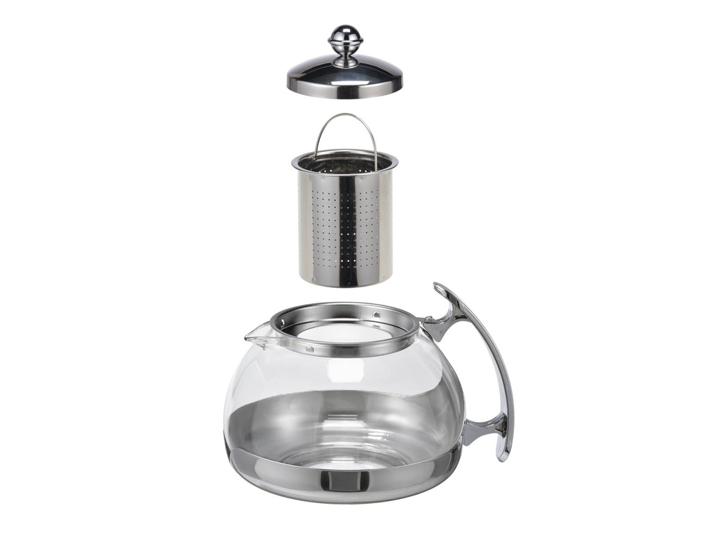 Edelstahl Teekanne Glas Teekocher ca. 1,2L – Galeriebild 4, Artikelnummer 8837