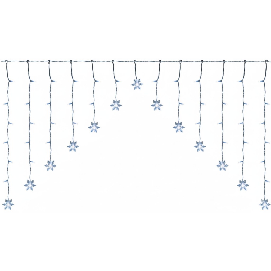 LED Schneeflocken Lichtervorhang 71 LEDs kaltweiß Batteriebetrieb – Galeriebild 6, Artikelnummer 18215