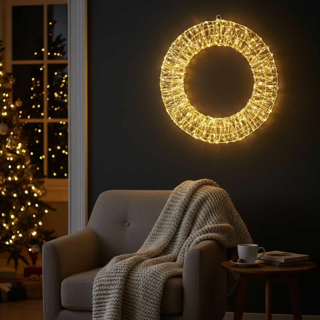 Lichterkranz 38cm mit 900 warmweißen LED und Timer für Innen und Außen – Galeriebild 4, Artikelnummer 18333