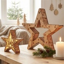 Zwei LED Holzsterne 16 LED Weihnachtsstern Deko – Galeriebild 1, Artikelnummer 13722