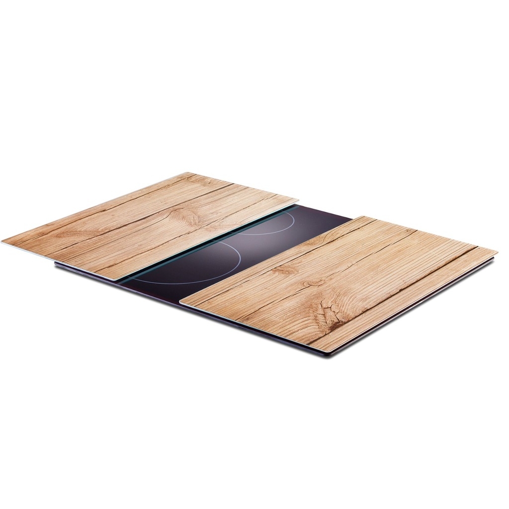 Zeller 2er Herdabdeckplatten "Wood" Glas