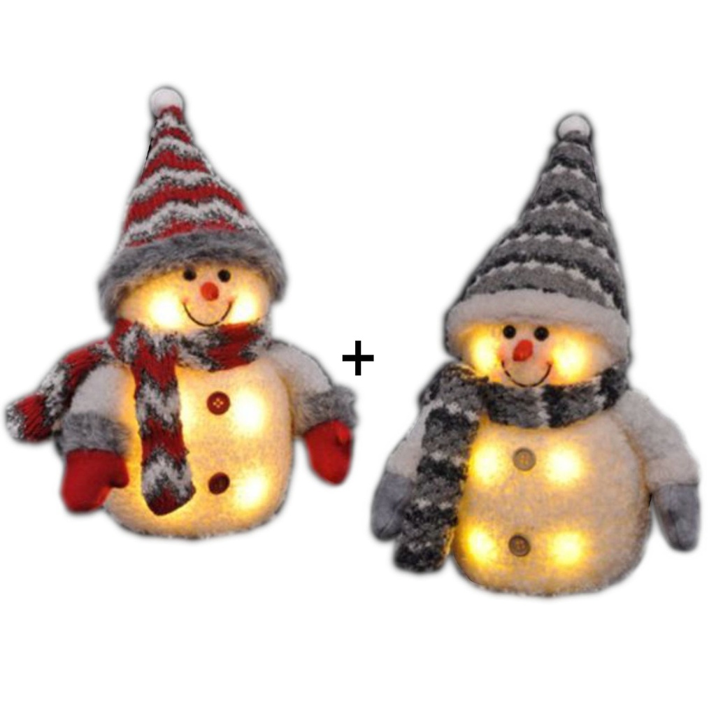 2er Set Dekofigur Schneemann LED Weihnachtsdeko – Galeriebild 3, Artikelnummer 13010