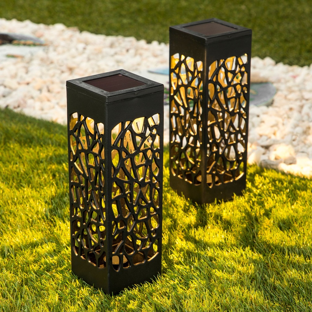 2er LED Solar Gartenlampe Lampe