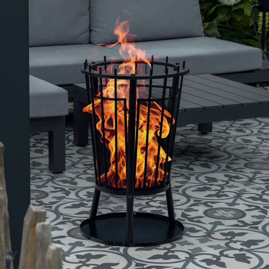 Feuerkorb mit Funkenschutz und Bodenplatte Ø40 cm für Garten Terrasse – Galeriebild 2, Artikelnummer 2790