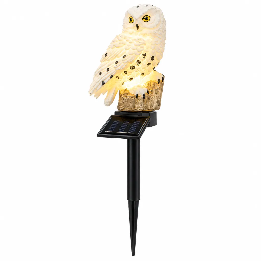 LED Solar Schneeeule Gartenstecker 45 cm mit weißer LED Gartendeko – Galeriebild 1, Artikelnummer 18533