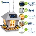 LED Solar Vogelfutterhaus mit Licht zum Aufhängen Garten Metall grau – Galeriebild 6, Artikelnummer 18296