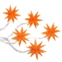 LED Lichterkette Sterne orange 5 warm weiße LEDs 6 cm Ø Timer – Galeriebild 4, Artikelnummer 18280