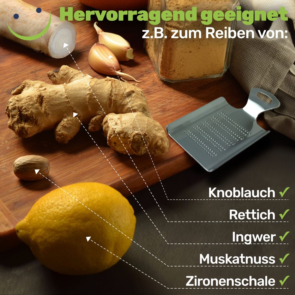 Ingwerreibe Knoblauchreibe Gewürzreibe Feinreibe aus Edelstahl – Galeriebild 4, Artikelnummer 17240