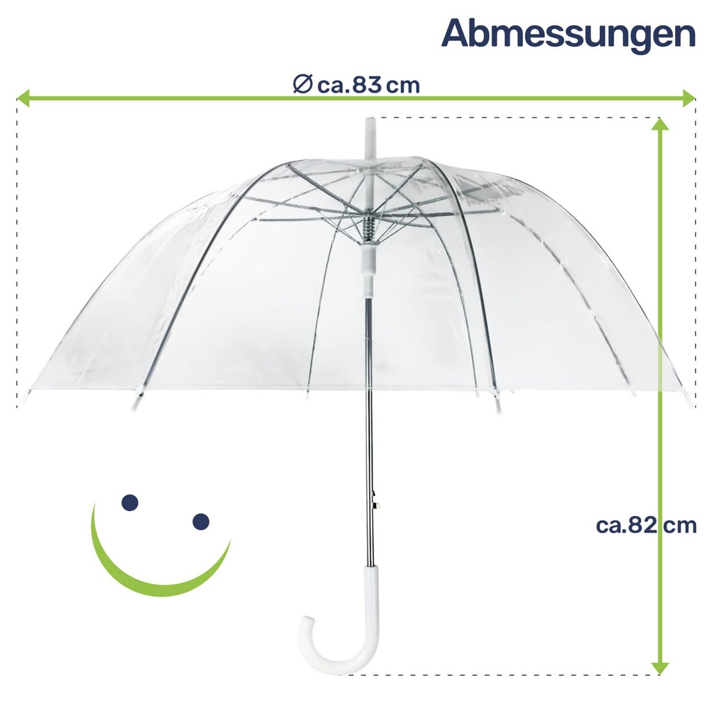 Transparenter Stockschirm mit Automatik, stabiler Regenschirm 83 cm – Galeriebild 6, Artikelnummer 17207