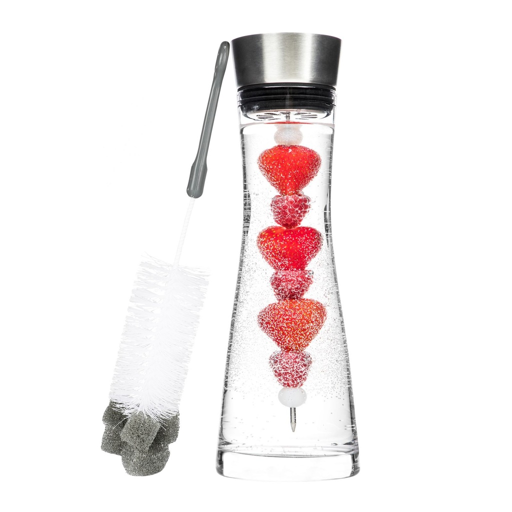 Wasserkaraffe aus Glas mit Früchtespiess und Spülbürste Glaskaraffe – Galeriebild 7, Artikelnummer 15425