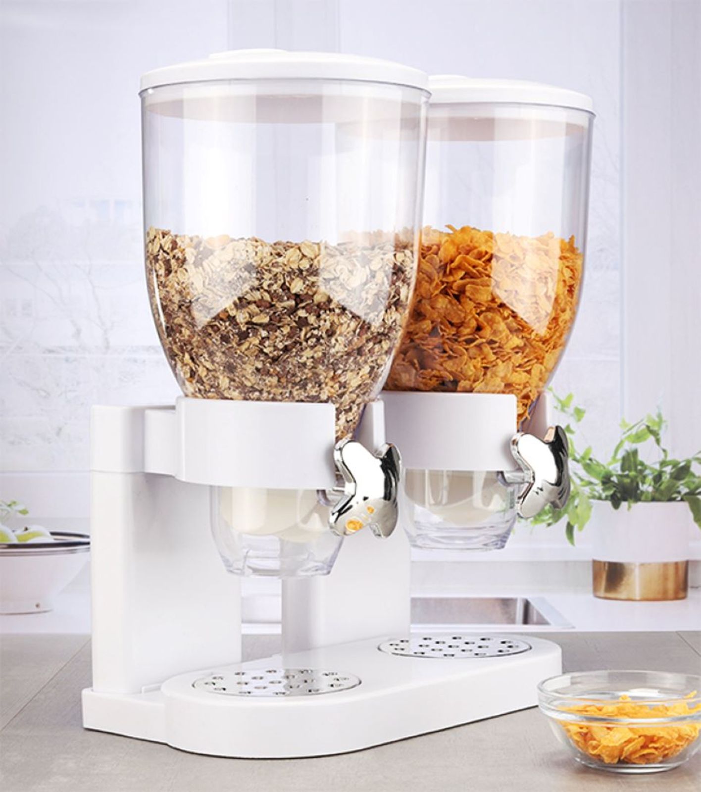 Müslispender Cornflakes Spender Cerealienspender mit zwei Behältern