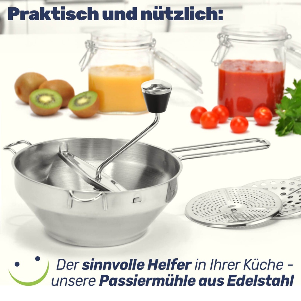 EDELSTAHL Passiermühle Passiersieb Zerkleinerer – Galeriebild 2, Artikelnummer 2573