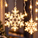 Schneeflocken Lichterkette 60 LED warmweiß 210 x 68 cm – Galeriebild 1, Artikelnummer 15974