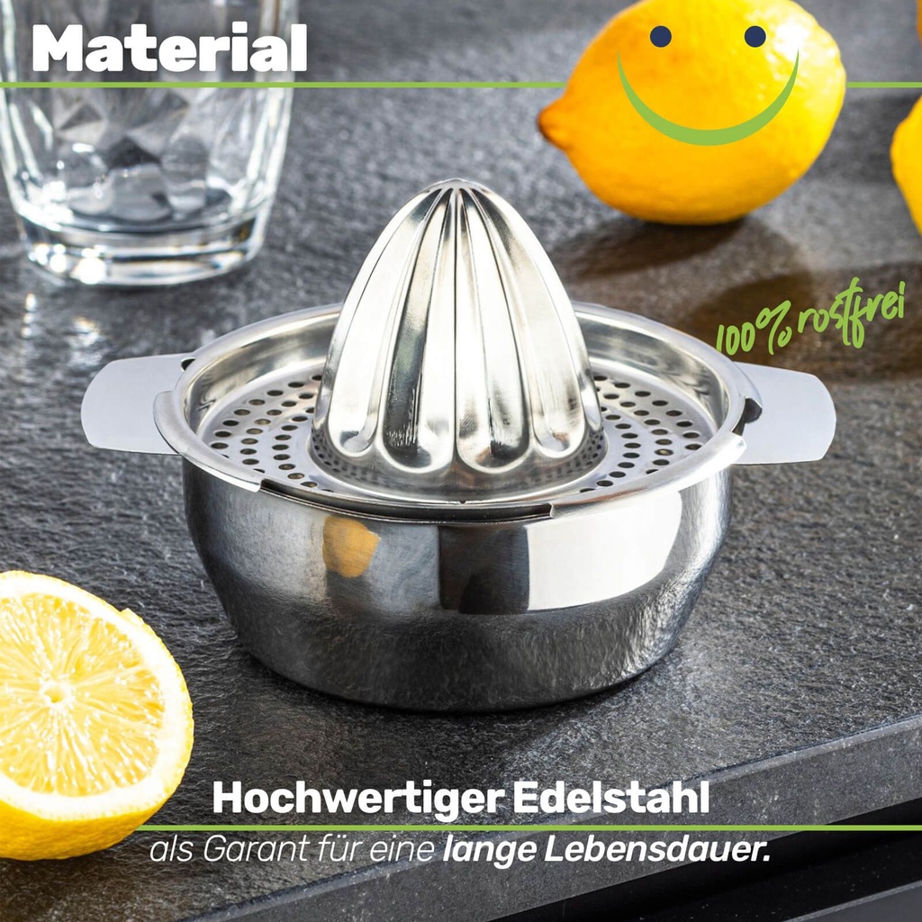 Robuste Edelstahl Orangen-Zitruspresse Zitronenpresse 350ml – Galeriebild 5, Artikelnummer 17265