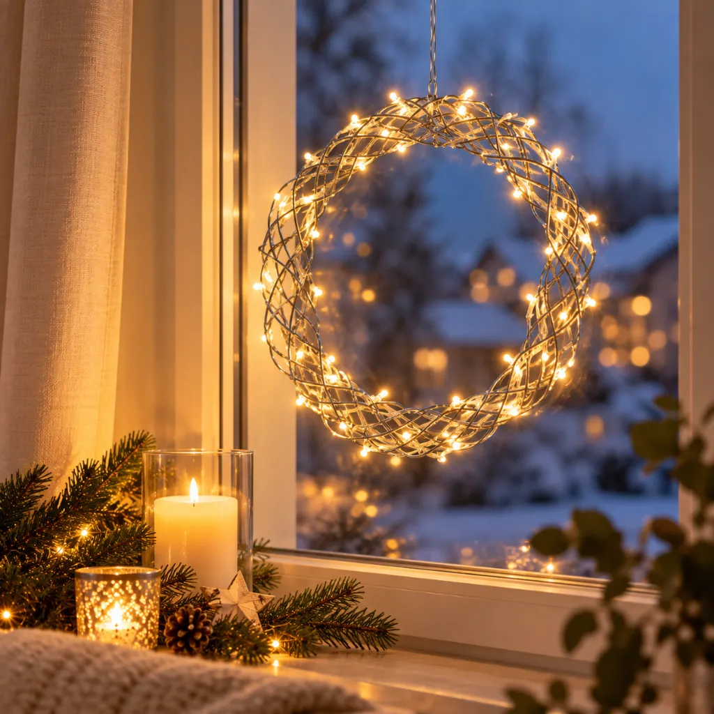 Metall Kranz mit 40 LEDs ca. Ø 30 cm – Galeriebild 1, Artikelnummer 18521