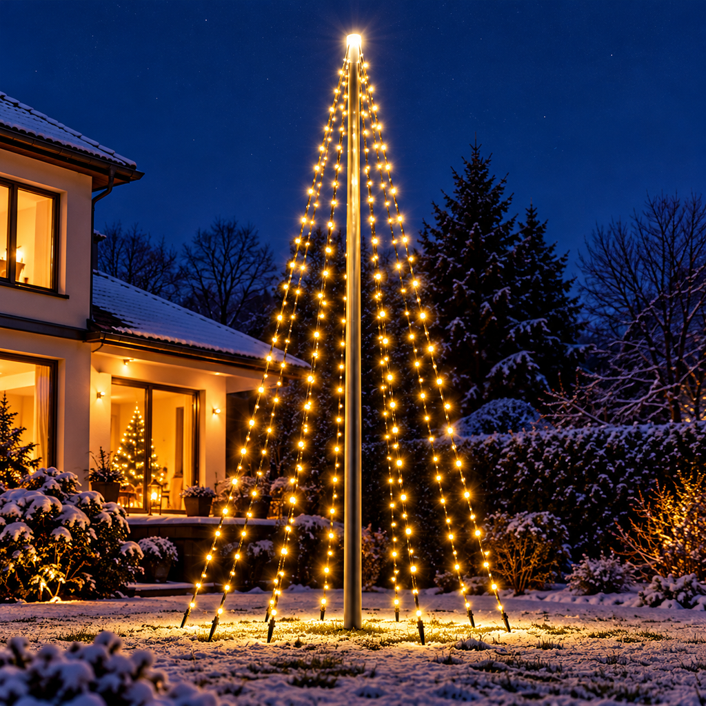 Fahnenmast-Lichterkette mit 400 warm weißen LEDs, Artikelnummer 18510