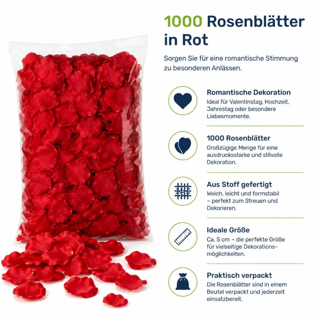 1000 Rosenblätter Rosenblüten Rosen Blütenblätter Valentinstag Deko – Galeriebild 1, Artikelnummer 3062