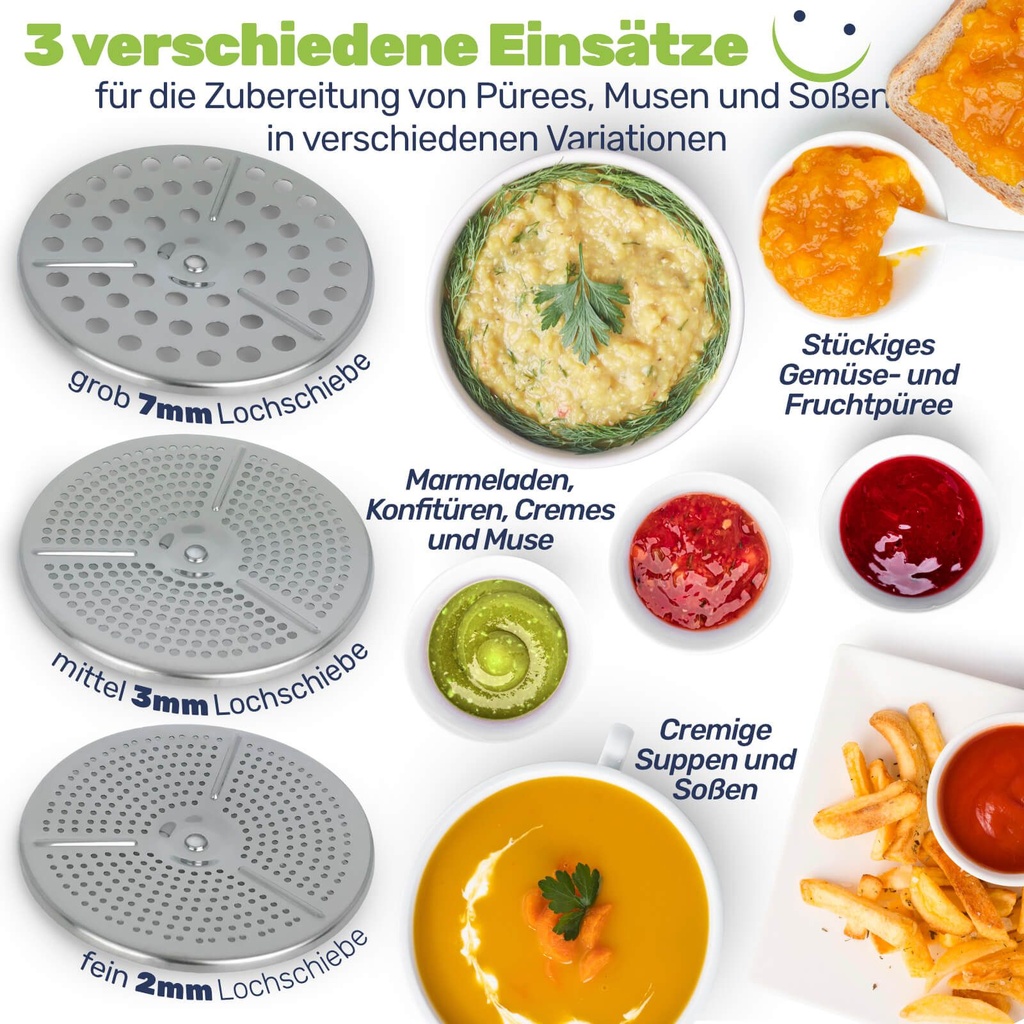 EDELSTAHL Passiermühle Passiersieb Zerkleinerer – Galeriebild 3, Artikelnummer 2573
