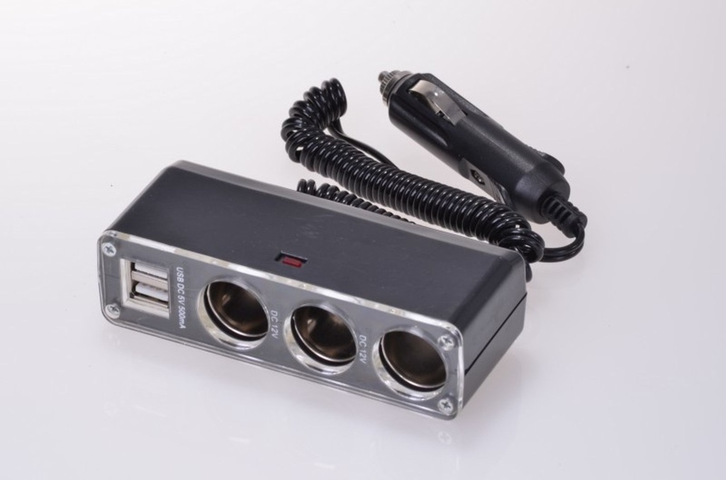 Steckdose 3fach, 12 V, 2x USB Steckplätze Auto KFZ Splitter Zigarettenanzünder – Galeriebild 1, Artikelnummer 2509