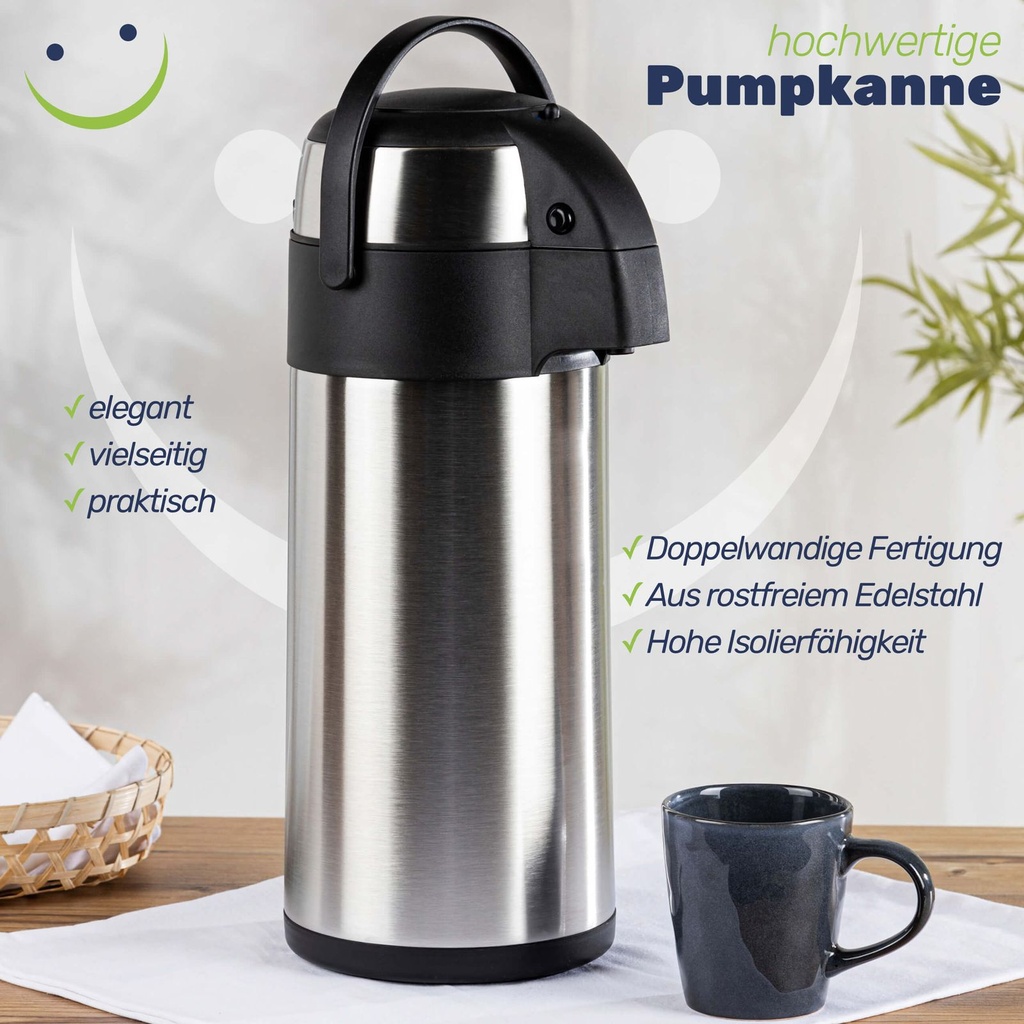 Edelstahl Airport Pumpkanne, 5 Liter- doppelwandig, auslaufsicher – Galeriebild 4, Artikelnummer 10106