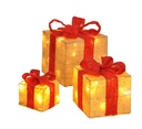 LED Geschenkboxen 3er Set warmweiß Timer Batteriebetrieb Sisal – Galeriebild 4, Artikelnummer 2316