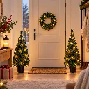 LED Weihnachtsdeko Set 2 Weihnachtsbäume 90 cm mit Kranz 45 cm – Galeriebild 5, Artikelnummer 15965