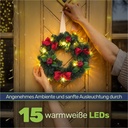 LED Türkranz Ø30 cm mit roten Schleifen Äpfeln 15 warmweißen LEDs – Galeriebild 8, Artikelnummer 2501