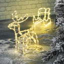 Rentier mit Schlitten mit 160 warm weißen LEDs ca. 130 x 16 x 38cm, Artikelnummer 18511