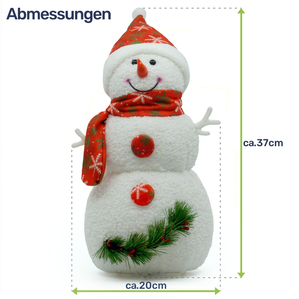 Dekorativer LED Schneemann 34 cm Innenbereich batteriebetrieben – Galeriebild 17, Artikelnummer 3818