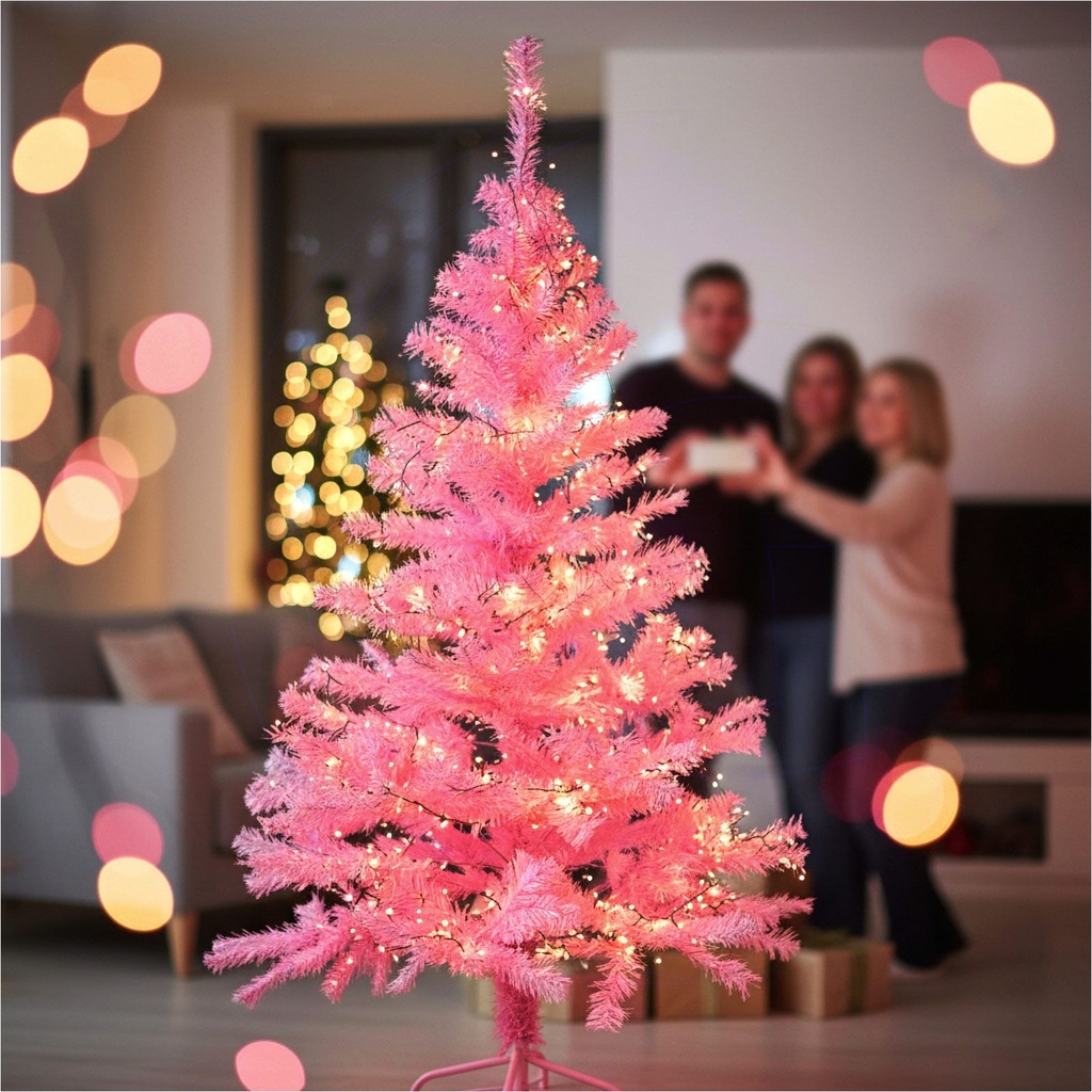 Pinker Weihnachtsbaum 150 cm künstlich mit Metallständer 440 Zweigen – Galeriebild 4, Artikelnummer 3007
