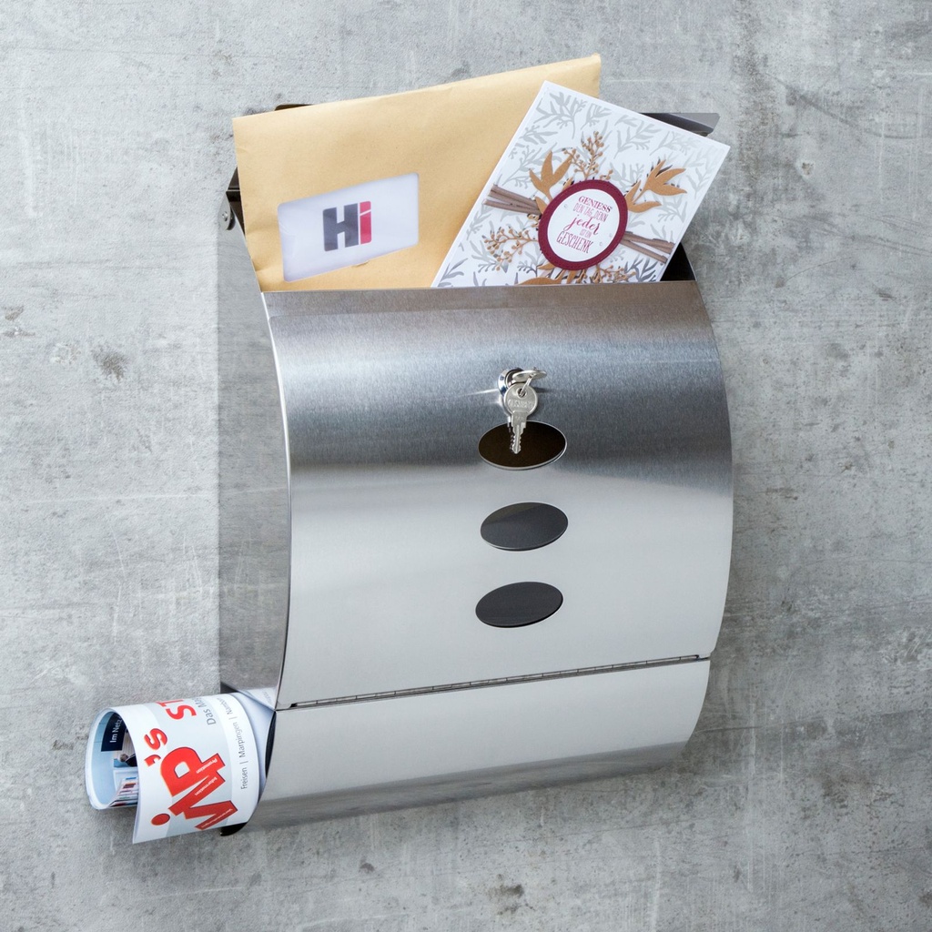 Edelstahl Briefkasten mit Zeitungsfach & Einwurfklappe 30x12x40cm – Galeriebild 6, Artikelnummer 17238