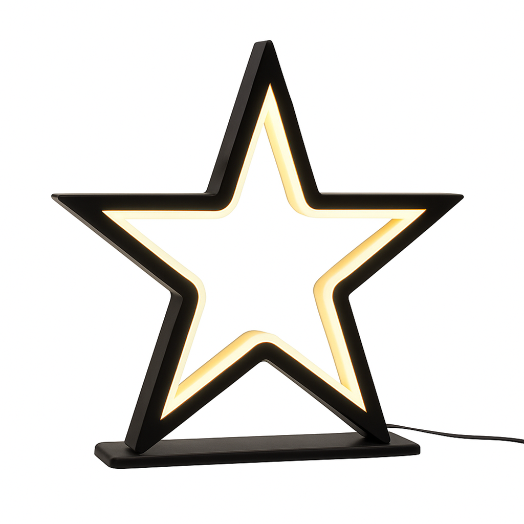 LED Metallstern schwarz 34 cm mit 70 warmweißen LEDs für Innen – Galeriebild 4, Artikelnummer 18189