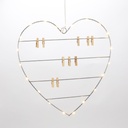 LED Herz 20 warmweiße LEDs mit Holzklammern silber batteriebetrieben – Galeriebild 1, Artikelnummer 18290