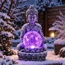 LED Solar Buddha Figur mit RGB Farbwechsel und Glaskugel 19,5 cm – Galeriebild 1, Artikelnummer 18534