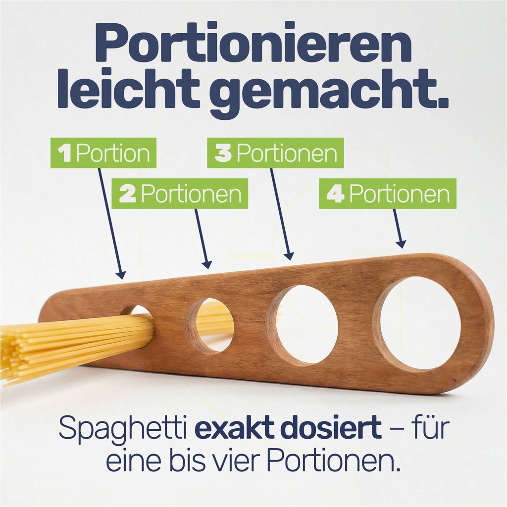 Spaghettimaß aus Kirschholz Spaghetti Portionierer mit 4 Löchern – Galeriebild 6, Artikelnummer 1800
